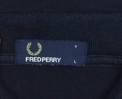 Fred Perry Teens Black L Long Sleeve Cotton Logo Polo Shirt