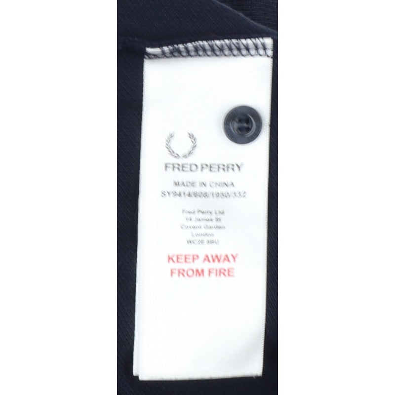 Fred Perry Teens Black L Long Sleeve Cotton Logo Polo Shirt