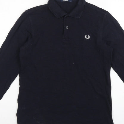 Fred Perry Teens Black L Long Sleeve Cotton Logo Polo Shirt