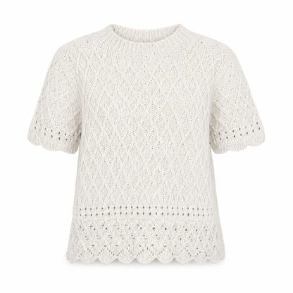 Per Una Women Ivory UK 14 Cable Knit Short Sleeve Crew Neck Top