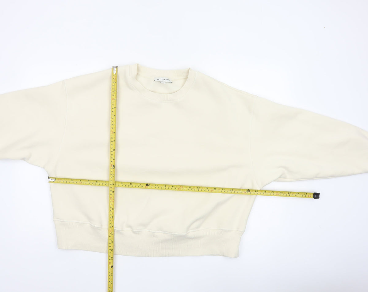 Autograph Women Ivory L Relaxed Crew Neck Pullover Sweatshirt