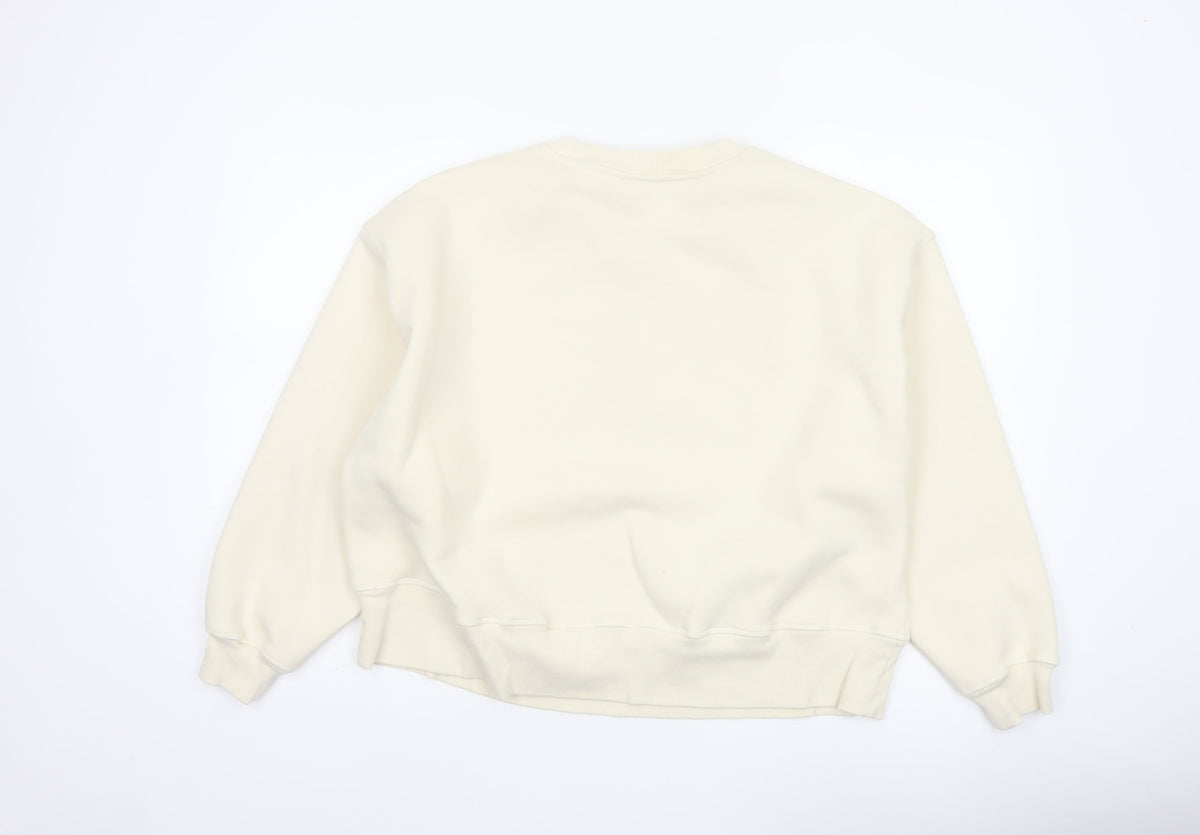 Autograph Women Ivory L Relaxed Crew Neck Pullover Sweatshirt