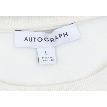 Autograph Women Ivory L Relaxed Crew Neck Pullover Sweatshirt