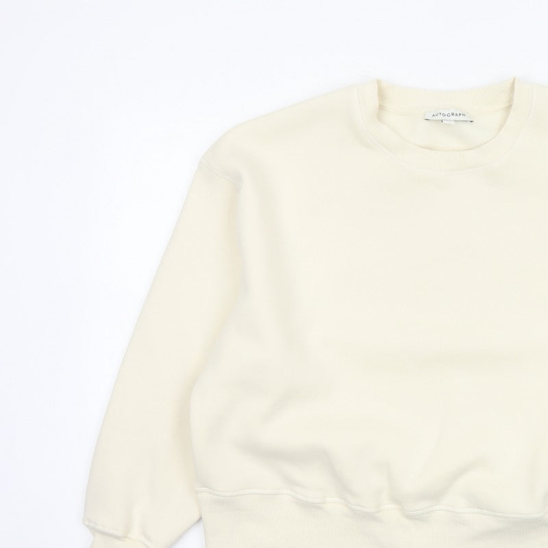 Autograph Women Ivory L Relaxed Crew Neck Pullover Sweatshirt