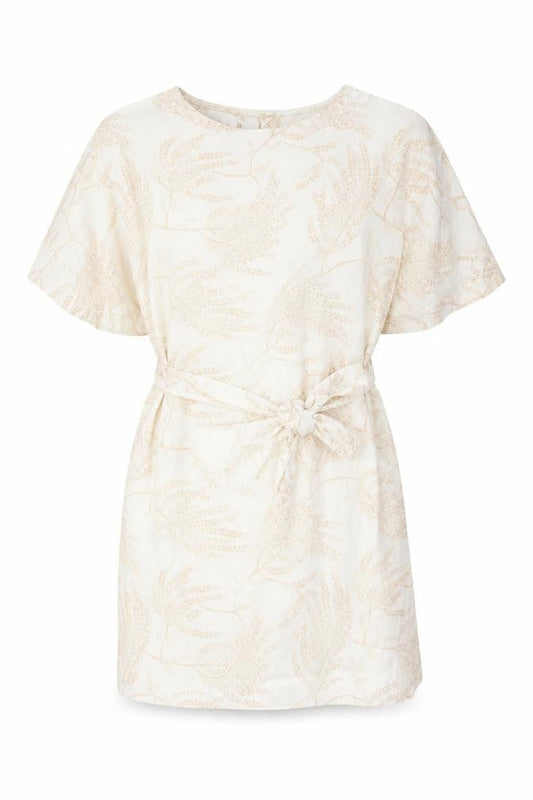 Per Una Women Ivory Floral Linen Blend Shift Dress UK 12 Belted