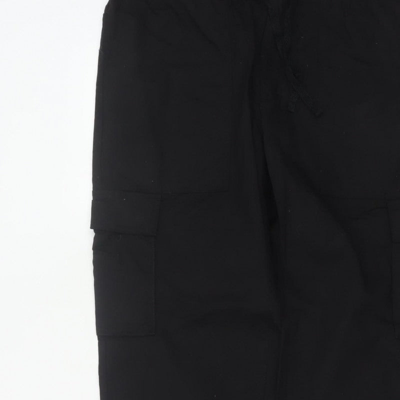 Marks & Spencer Men Black Large Cargo Jogger Trousers Elastic Waist