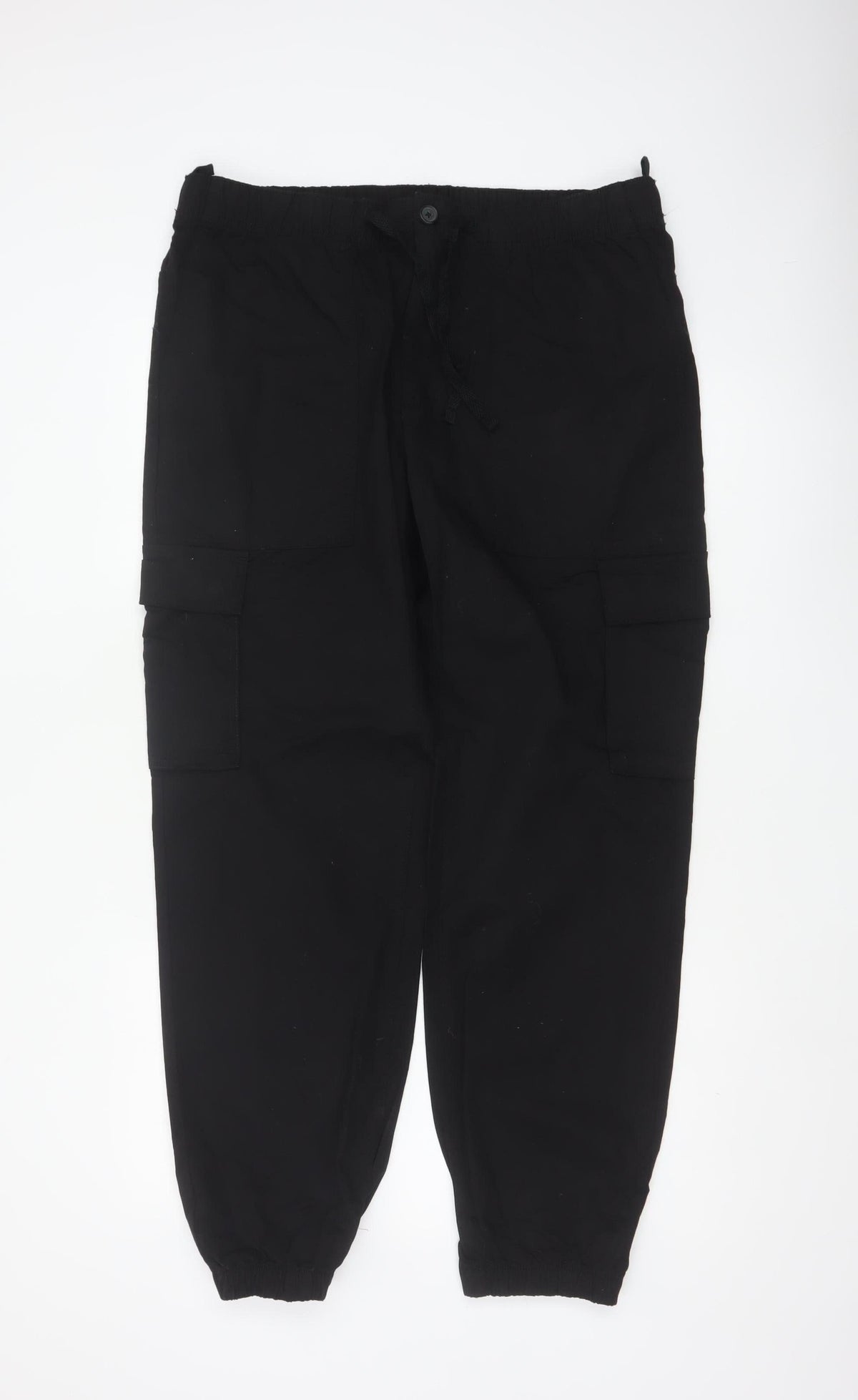 Marks & Spencer Men Black Large Cargo Jogger Trousers Elastic Waist