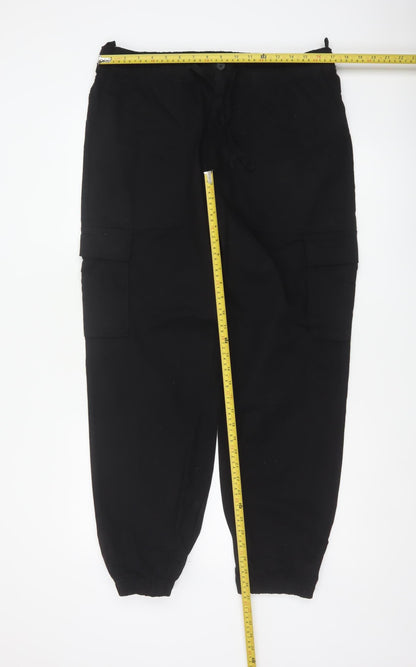 Marks & Spencer Men Black Large Cargo Jogger Trousers Elastic Waist