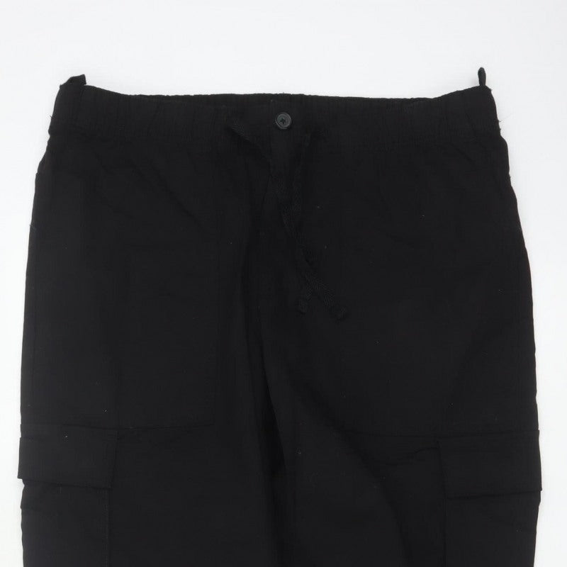 Marks & Spencer Men Black Large Cargo Jogger Trousers Elastic Waist