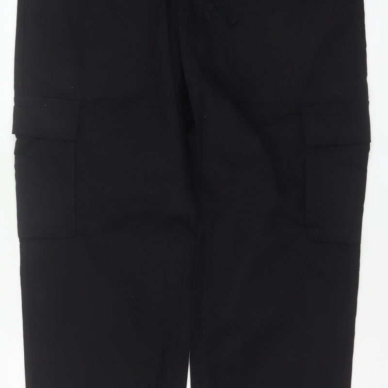 Marks & Spencer Men Black Large Cargo Jogger Trousers Elastic Waist