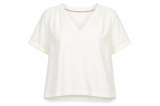 White Stuff Women Ivory UK 14 Embroidered Linen V-Neck Blouse