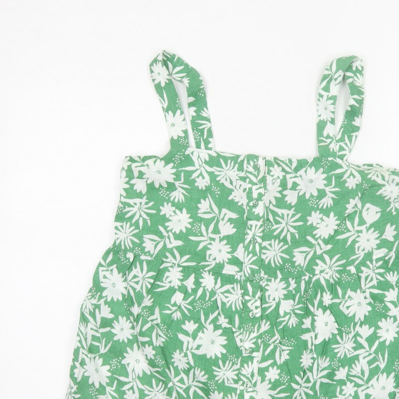 Marks and Spencer Women Green Floral Linen Camisole Top UK 12