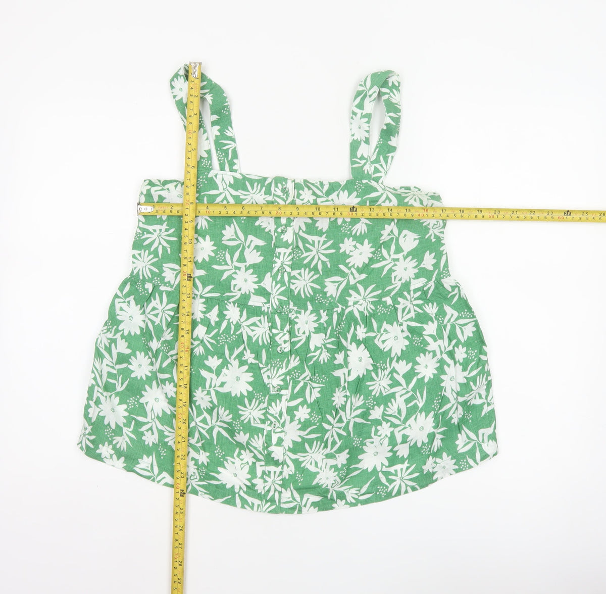 Marks and Spencer Women Green Floral Linen Camisole Top UK 12