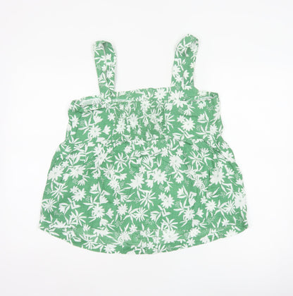 Marks and Spencer Women Green Floral Linen Camisole Top UK 12