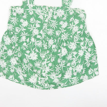 Marks and Spencer Women Green Floral Linen Camisole Top UK 12