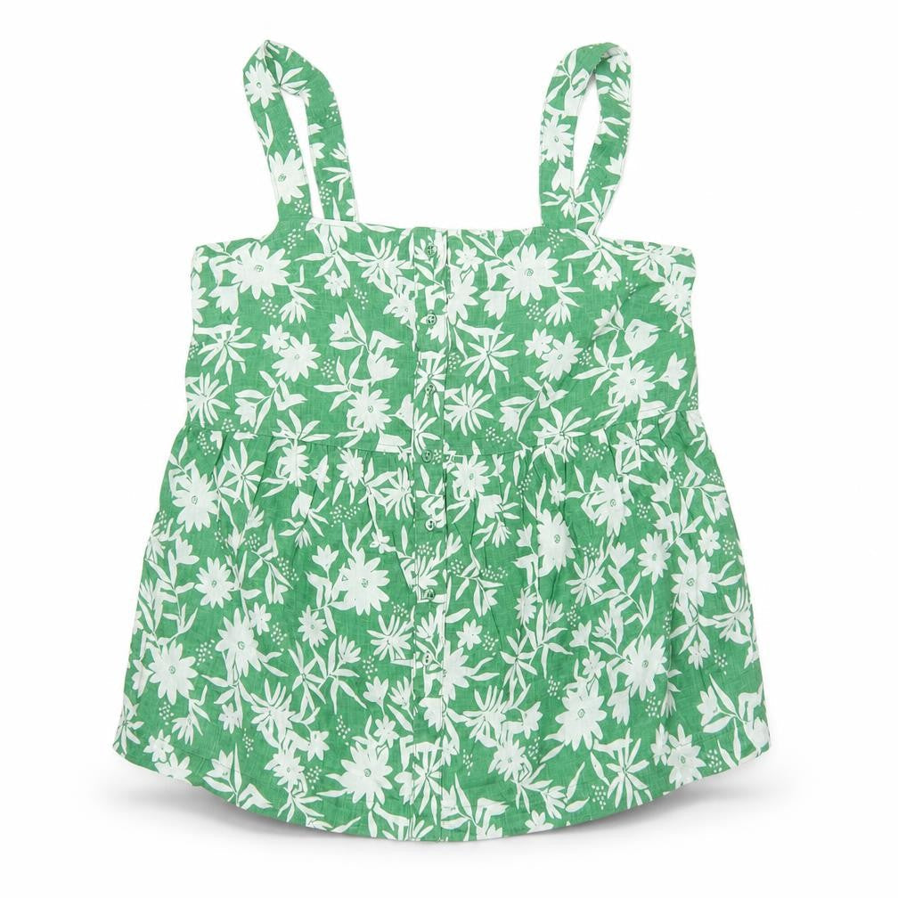 Marks and Spencer Women Green Floral Linen Camisole Top UK 12