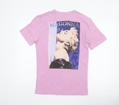 H&M Men's Pink XS Madonna True Blue 80s Graphic Print T-Shirt