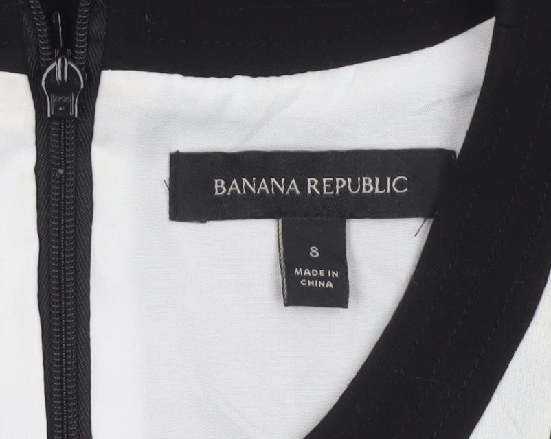 Banana Republic Women Black White UK 8 Sleeveless Sheath Dress