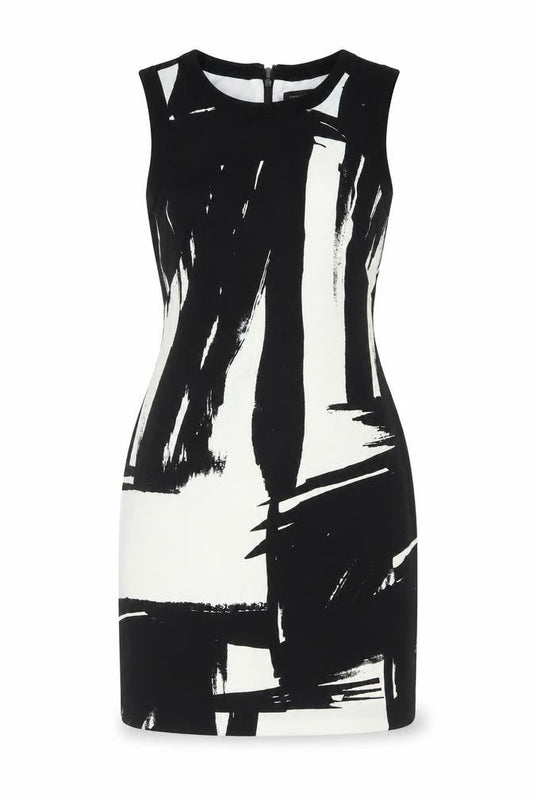 Banana Republic Women Black White UK 8 Sleeveless Sheath Dress