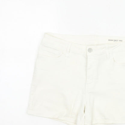Marks and Spencer Women White UK 12 Denim Stretch 5-Pocket Shorts