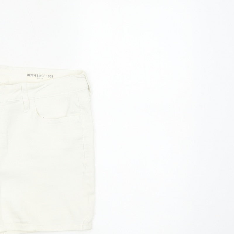 Marks and Spencer Women White UK 12 Denim Stretch 5-Pocket Shorts