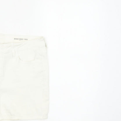 Marks and Spencer Women White UK 12 Denim Stretch 5-Pocket Shorts