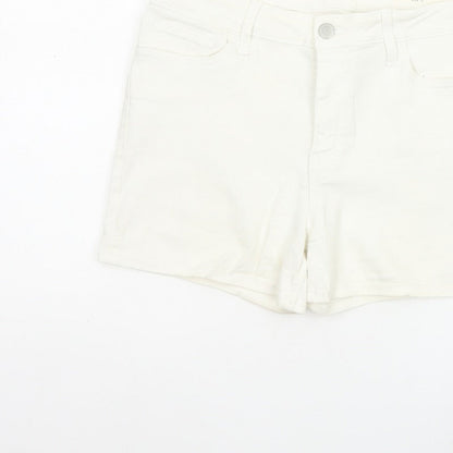Marks and Spencer Women White UK 12 Denim Stretch 5-Pocket Shorts