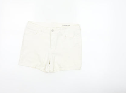 Marks and Spencer Women White UK 12 Denim Stretch 5-Pocket Shorts