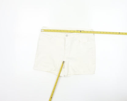Marks and Spencer Women White UK 12 Denim Stretch 5-Pocket Shorts