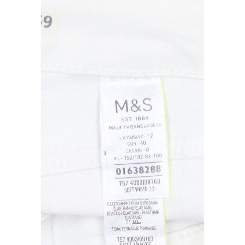 Marks and Spencer Women White UK 12 Denim Stretch 5-Pocket Shorts