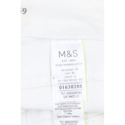 Marks and Spencer Women White UK 12 Denim Stretch 5-Pocket Shorts