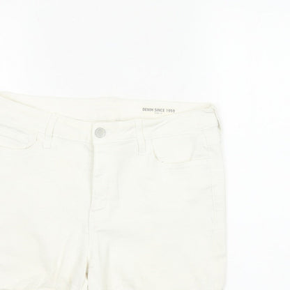 Marks and Spencer Women White UK 12 Denim Stretch 5-Pocket Shorts