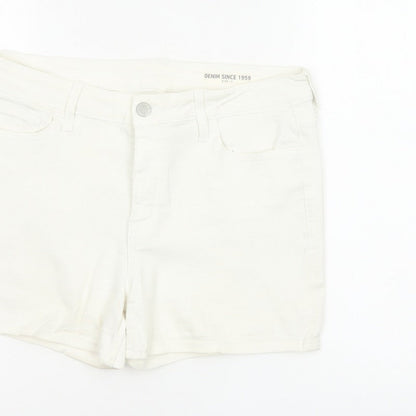 Marks and Spencer Women White UK 12 Denim Stretch 5-Pocket Shorts