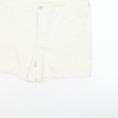 Marks and Spencer Women White UK 12 Denim Stretch 5-Pocket Shorts