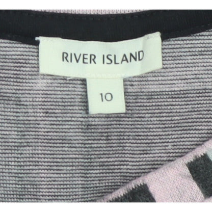 River Island Women Grey Pink Check Jersey T-Shirt Dress Size 10