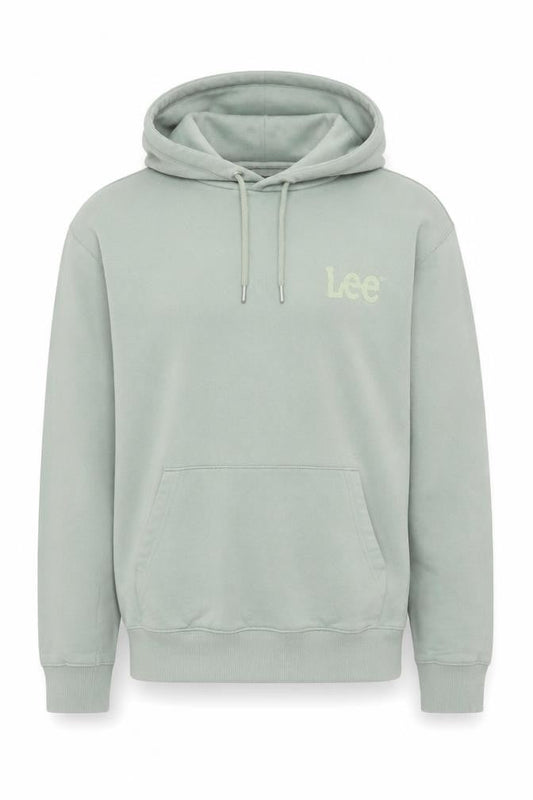 Front view of Lee unisex adults green m regular fit logo pullover hoodie