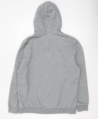 Puma Men's Grey L Pullover Hoodie Logo Graphic Print Kangaroo Pocket