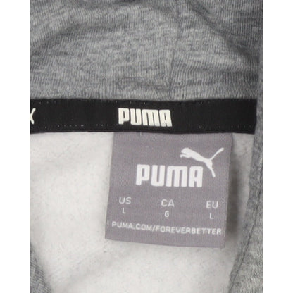 Puma Men's Grey L Pullover Hoodie Logo Graphic Print Kangaroo Pocket