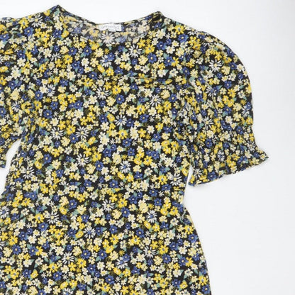 Warehouse Women Multicoloured Floral Fit & Flare Dress UK 12 Bell Sleeve