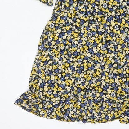 Warehouse Women Multicoloured Floral Fit & Flare Dress UK 12 Bell Sleeve
