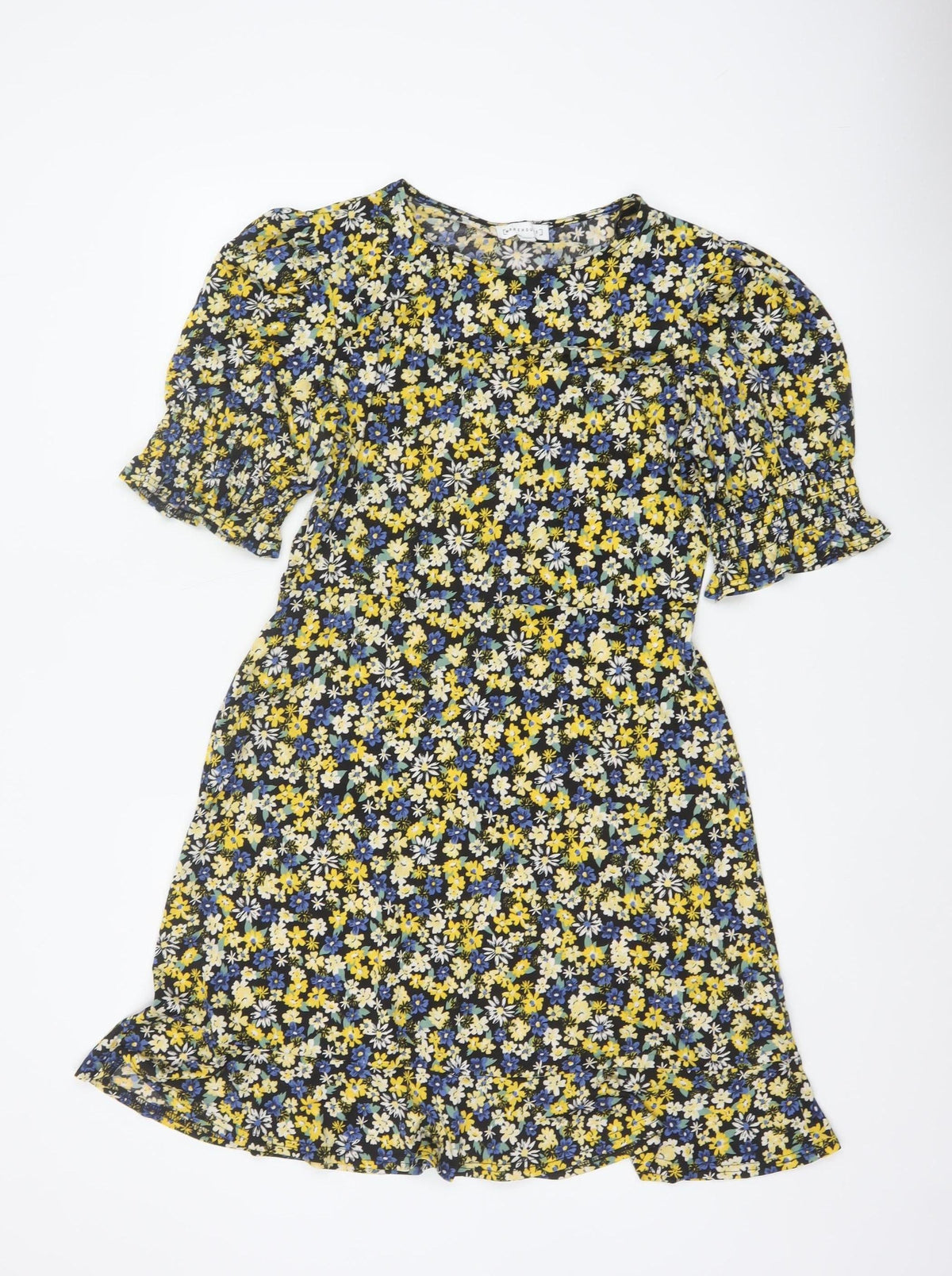 Warehouse Women Multicoloured Floral Fit & Flare Dress UK 12 Bell Sleeve