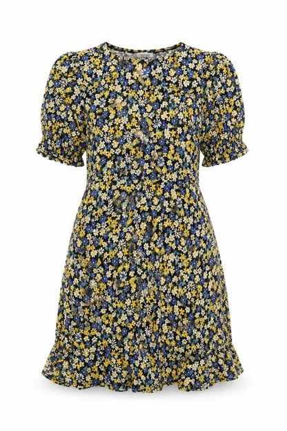 Warehouse Women Multicoloured Floral Fit & Flare Dress UK 12 Bell Sleeve