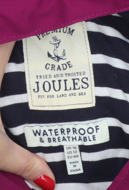 Joules Women’s Purple UK 16 Waterproof Hooded Long Rain Jacket