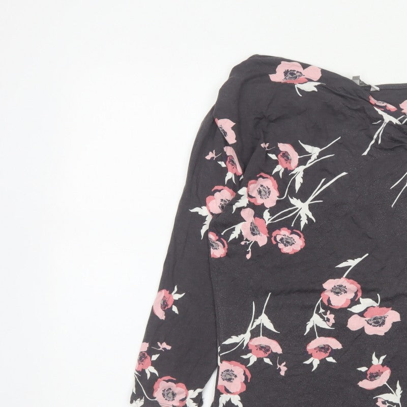 RJR John Rocha Women’s Black Pink Floral Jersey Cowl Neck Top UK 12