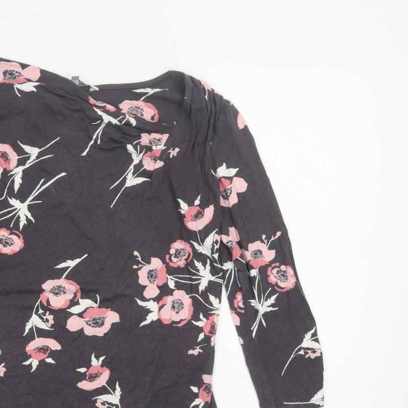 RJR John Rocha Women’s Black Pink Floral Jersey Cowl Neck Top UK 12