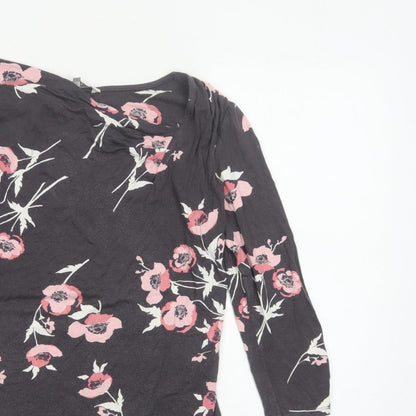 RJR John Rocha Women’s Black Pink Floral Jersey Cowl Neck Top UK 12