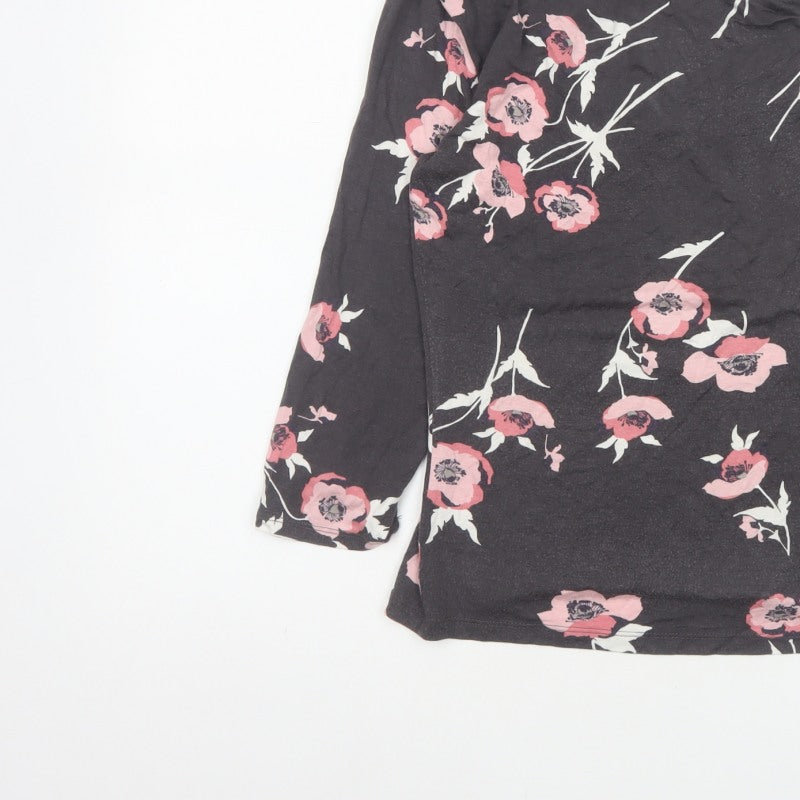 RJR John Rocha Women’s Black Pink Floral Jersey Cowl Neck Top UK 12