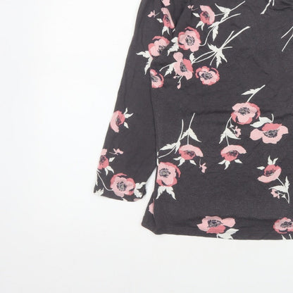 RJR John Rocha Women’s Black Pink Floral Jersey Cowl Neck Top UK 12