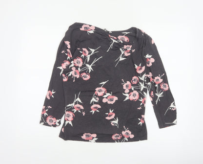 RJR John Rocha Women’s Black Pink Floral Jersey Cowl Neck Top UK 12