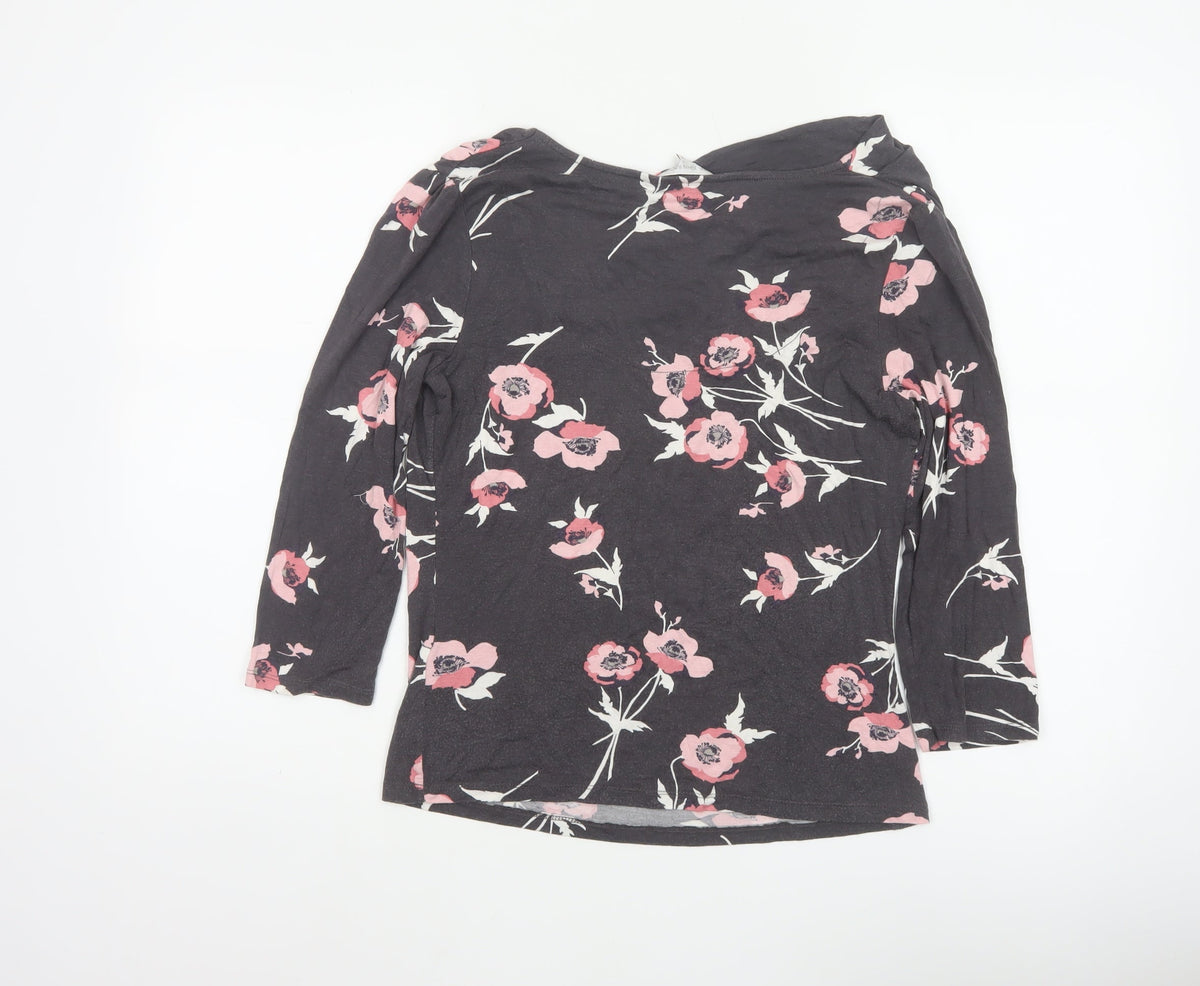 RJR John Rocha Women’s Black Pink Floral Jersey Cowl Neck Top UK 12